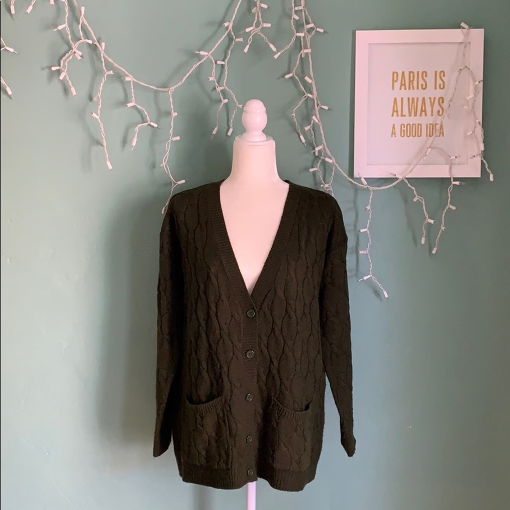 Green Semi-Oversized Cardigan